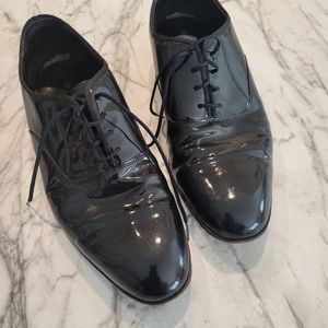 FLORSHEIM PATENT LEATHER TUX OXFORD SHINY BLACK 9D